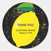 Schattige Fun Yellow Lemon Gold Glitters Baby show Ronde Sticker (Voorkant)