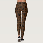 Schattige Fun Zwart op Bruine Poot Prints Leggings (Achterkant)