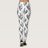 Schattige Fun Zwart-wit Sketch Chicken Hen Leggings (Achterkant)