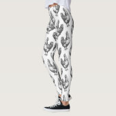 Schattige Fun Zwart-wit Sketch Chicken Hen Leggings (Links)
