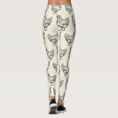 Schattige Fun Zwarte Pastel Geel Schets Kippenhoen Leggings (Achterkant)