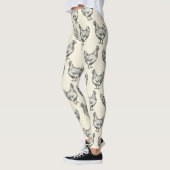 Schattige Fun Zwarte Pastel Geel Schets Kippenhoen Leggings (Links)