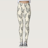 Schattige Fun Zwarte Pastel Geel Schets Kippenhoen Leggings (Voorkant)