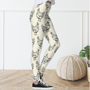 Schattige Fun Zwarte Pastel Geel Schets Kippenhoen Leggings