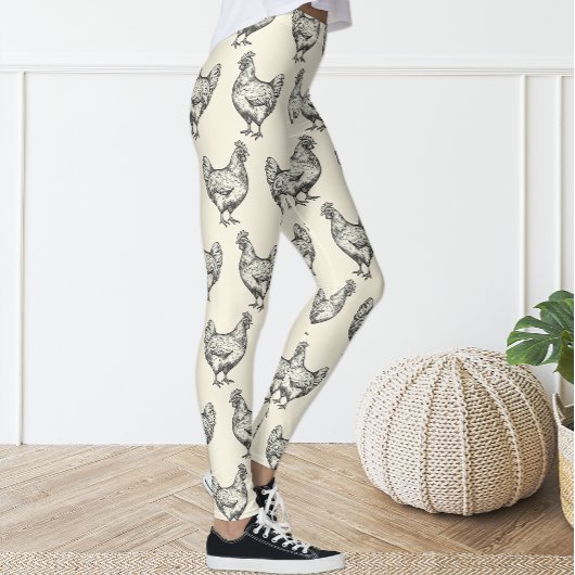 Schattige Fun Zwarte Pastel Geel Schets Kippenhoen Leggings