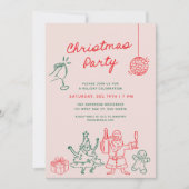 Schattige Funky Christmas Doodles Holiday Party Kaart (Voorkant)