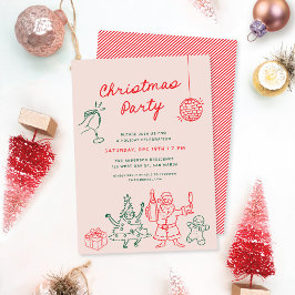 Schattige Funky Christmas Doodles Holiday Party Kaart