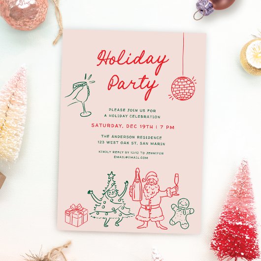 Schattige Funky Kerst Krabbeltjes Vakantie Feest Kaart