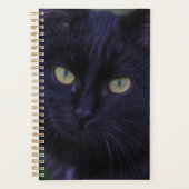 Schattige Funky Zwarte Kat Kitten Gele Ogen Planner (Voorkant)