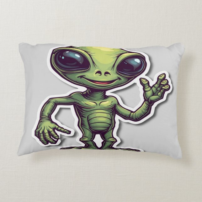 Schattige Funny Alien - grillig en speels Accent Kussen (Achterkant)