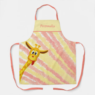 Schattige Funny Baby Giraffe Cartoon Roze Geel Schort