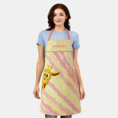 Schattige Funny Baby Giraffe Cartoon Roze Geel Schort (Gedragen)