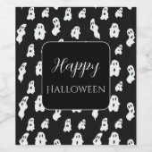 Schattige Funny Black White Happy Ghosts Wijn Etiket (Enkel label)