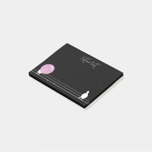 Schattige Funny Bubblegum Birds on a Wire Black Post-it® Notes (Schuin)