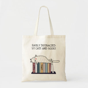 Schattige Funny Cat Book Lover Boekenworm Quote Na Tote Bag