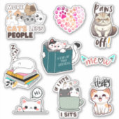 Schattige & Funny Cat kawaii vinly Sticker Pack (Voorkant)
