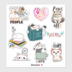 Schattige & Funny Cat kawaii vinly Sticker Pack
