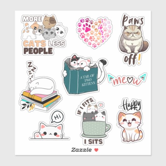 Schattige & Funny Cat kawaii vinly Sticker Pack (Vel)