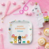 Schattige Funny Cats Kat Verjaardag 3e Papier Bord (Feest)