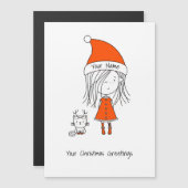 Schattige Funny Christmas Cartoon Santa Girl Cat R (Voorkant / Achterkant)