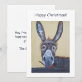 Schattige Funny Christmas Donkey Feestdagenkaart (Voorkant / Achterkant)