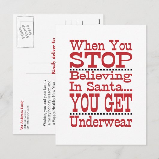 Schattige Funny Christmas Geloof in Santa Feestdagenkaart (Voorkant / Achterkant)