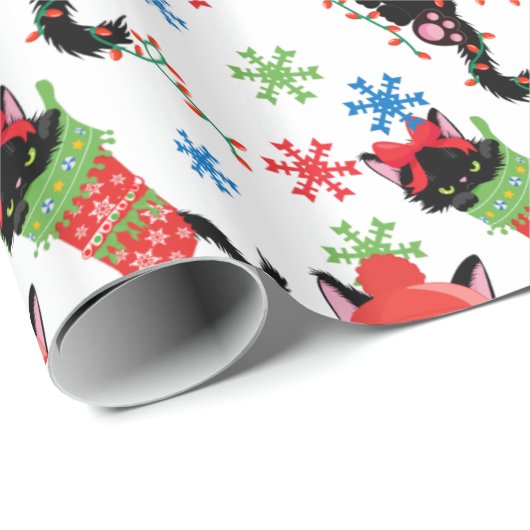 Schattige Funny Christmas Grumpy Cat Cadeaupapier (Rol Hoek)