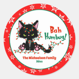 Schattige Funny Christmas Grumpy Cat Ronde Sticker