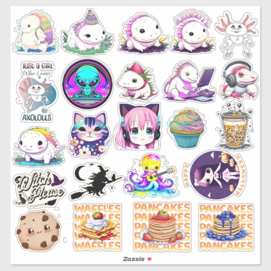 Schattige Funny Crafting Axolotl, Kawaii Sticker (Vel)