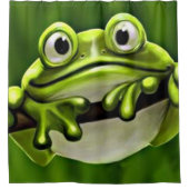 Schattige Funny Cute Green Kikker in Tree Cartoon  Douchegordijn (Voorkant)