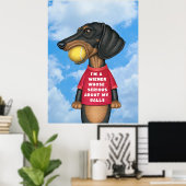 Schattige Funny Dachshund met Tennisbal in Mouth Poster (Thuiskantoor)