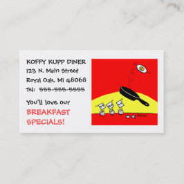 Schattige Funny Eggs Cartoon Ontbijtdiner Restaura Visitekaartje