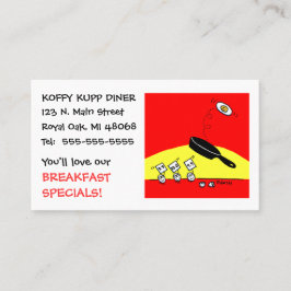 Schattige Funny Eggs Cartoon Ontbijtdiner Restaura Visitekaartje