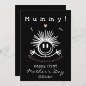 Schattige Funny First Moederdag Zwart Kaart (Voorkant / Achterkant)