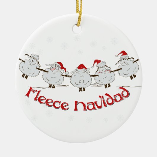 Schattige FUNNY Fleece Navidad Kerstmis Keramisch Ornament (Voorkant)
