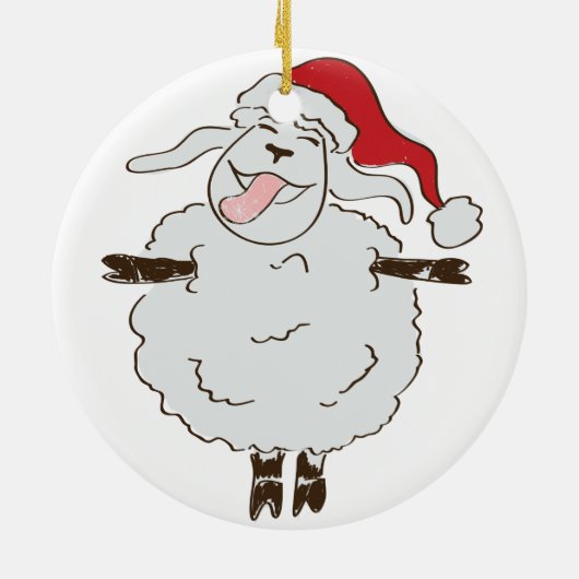 Schattige FUNNY Fleece Navidad Kerstmis Keramisch Ornament (Achterkant)