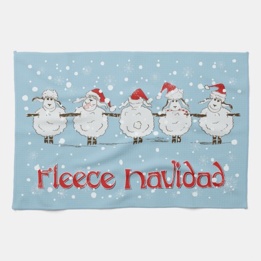 Schattige FUNNY Fleece Navidad Kerstmis Theedoek (Horizontaal)