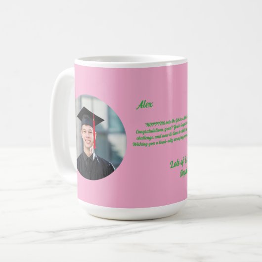 Schattige Funny Frog Fotobericht Afstuderen Gift Koffiemok (Voorkant links)