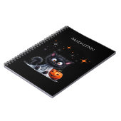 Schattige Funny Ghost Black Kitten Halloween Notitieboek (Linkerzijde)
