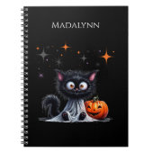 Schattige Funny Ghost Black Kitten Halloween Notitieboek (Voorkant)