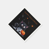 Schattige Funny Ghost Black Kitten Halloween Servet (Hoek)