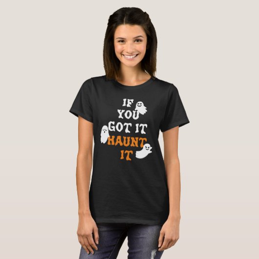 Schattige Funny Ghost Halloween Quote T-shirt (Voorkant volledig)