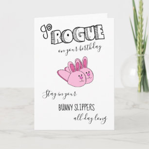Schattige Funny Go Rogue Pink Bunny Slippers Verja Kaart