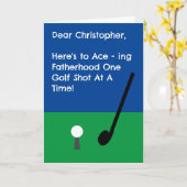 Schattige Funny Golfen Blauw Eerste Vaderdag Kaart (Gele Bloem)