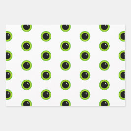 Schattige Funny Green Eyes and Stripes Inpakpapier Vel