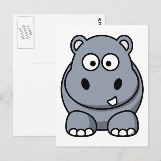 Schattige Funny Hippo Briefkaart (Voorkant / Achterkant)