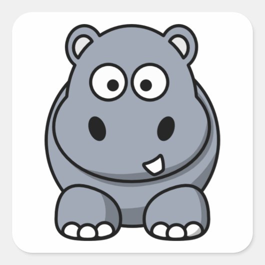 Schattige Funny Hippo Vierkante Sticker (Voorkant)