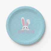 Schattige Funny Hoppy Easter Bunny Blue Party Bord (Voorkant)