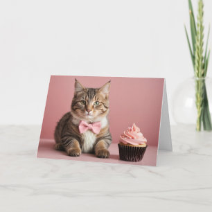 Schattige Funny Humor Roze Gefeliciteerd Cat Kaart