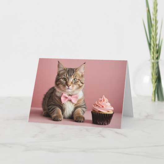 Schattige Funny Humor Roze Gefeliciteerd Cat Kaart (Voorkant)